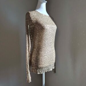 Free People Intimately All Over Sequin Gold Rush Whimsy Stargirl Romantic Top S